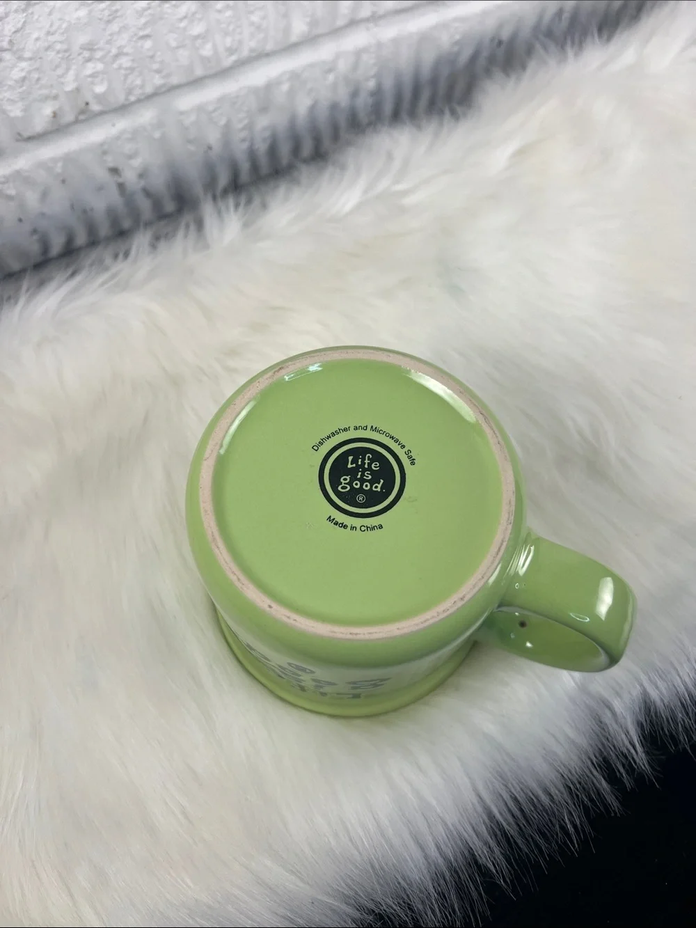 Life Is Good Lime Green Ceramic Mug with Navy Script